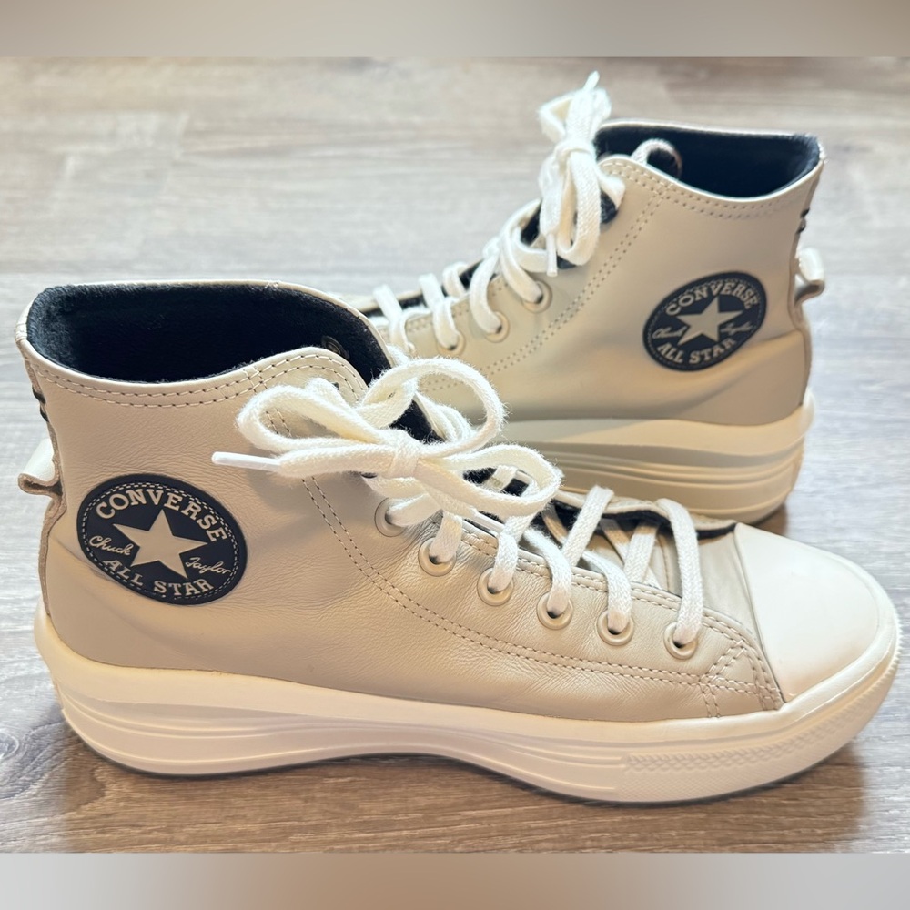 Converse High-Top Sneakers in White and tan ( color black inside insulated).